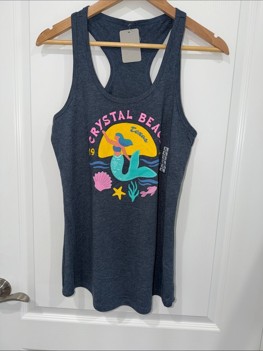 Crystal Beach Mermaid Graphic Tank - Dark Heather Navy size XLarge NWT